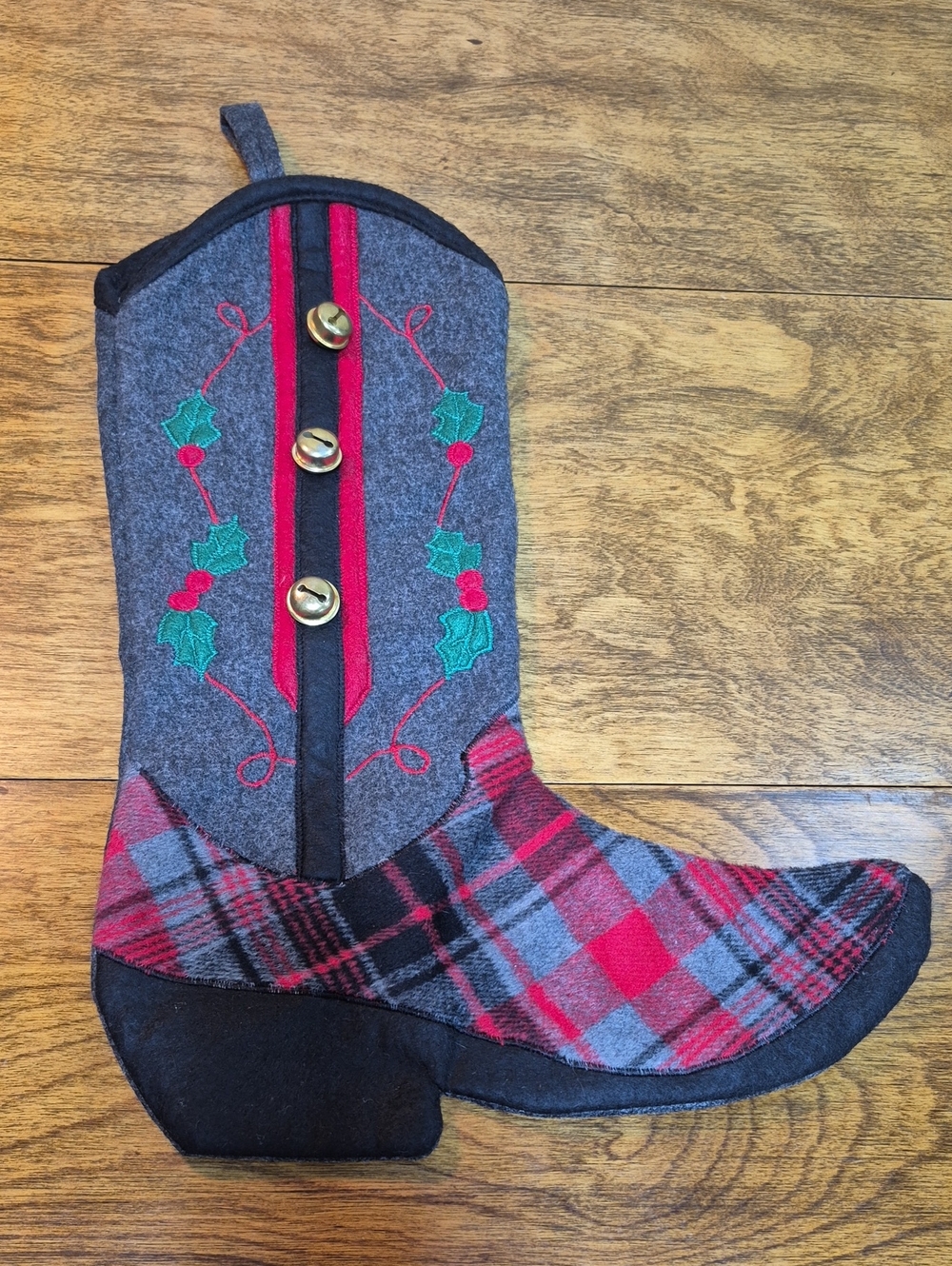NWT Festive Country Western Cowboy Boot Christmas Holiday Stocking